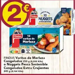 Gadis Findus - varitas de merluza congeladas o nuggets pesca sostenible congelados extra crujientes oferta