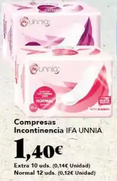 Gadis Ifa unnia - compresas incontinencia oferta