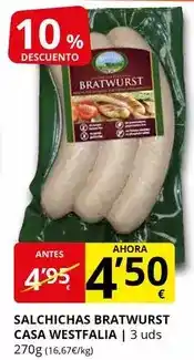 Supermercados MAS Casa wesfalia - salchichas bratwurst oferta