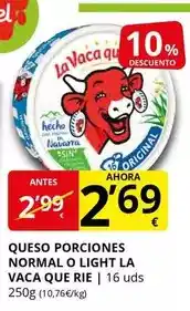 Supermercados MAS La vaca que ríe - queso porciones normal o light oferta