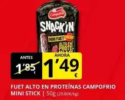 Supermercados MAS Campofrío - fuet alto en proteinas oferta
