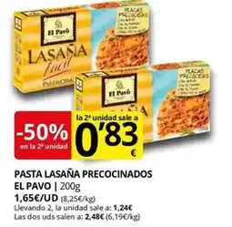 Supermercados MAS El pavo - pasta lasaña precocinados oferta