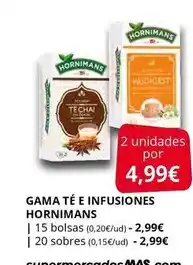 Supermercados MAS Hornimans - gama té e infusiones oferta
