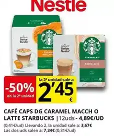 Supermercados MAS Nestlé - cafe caps dg caramel macch o latte starbucks oferta