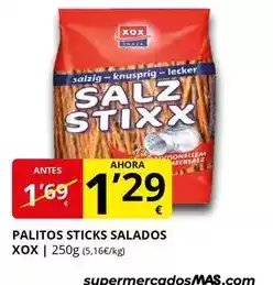Supermercados MAS Palitos sticks salados oferta