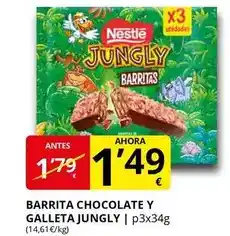 Supermercados MAS Nestlé - barrita chocolate y galleta jungly oferta