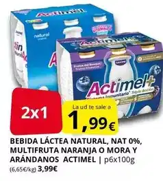 Supermercados MAS Actimel - bebida láctea natural, nat 0%, multifruta naranja o mora y arandanos oferta