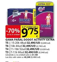 Supermercados MAS Dodot - gama pañal activity extra oferta