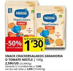 Supermercados MAS Nestlé - snack crackersalados zanahoria o tomate oferta