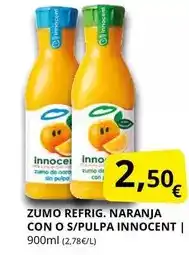 Supermercados MAS Innocent - zumo refrig. naranja con o s/pulpa oferta