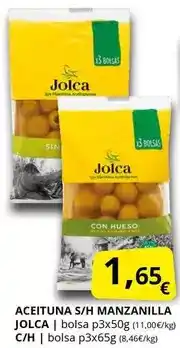 Supermercados MAS Jolca - aceituna s/h manzanilla oferta