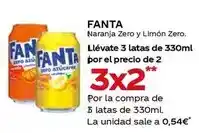 Supermercados MAS Fanta - naranja zero y limón zero. llevate 3 latas de 330ml oferta
