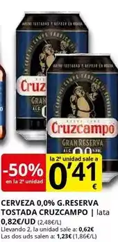 Supermercados MAS Cruzcampo - cerveza 0,0% g.reserva tostada oferta