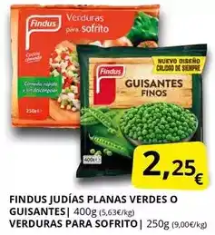 Supermercados MAS Findus - judías planas verdes o guisantes verduras para sofrito oferta
