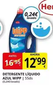 Supermercados MAS Wipp - detergente líquido azul oferta