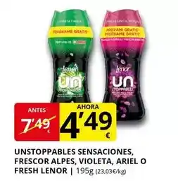 Supermercados MAS Lenor - unstoppables sensaciones, frescor alpes, violeta, ariel o fresh oferta