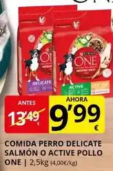 Supermercados MAS One - comida perro delicate salmon o active pollo oferta