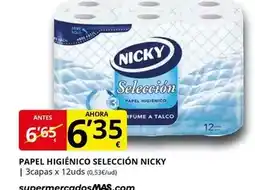 Supermercados MAS Nicky - papel higiénico selección oferta