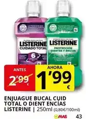 Supermercados MAS Listerine - enjuague bucal cuid total o dient encias oferta