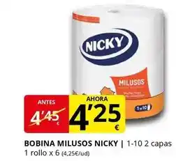Supermercados MAS Nicky - bobina milusos oferta