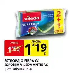 Supermercados MAS Vileda - estropajo fibra c/ esponja antibac oferta