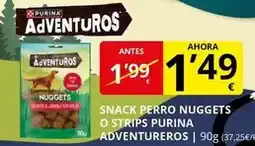 Supermercados MAS Purina - snack perro nuggets o strips oferta