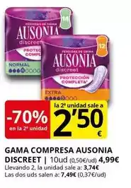 Supermercados MAS Ausonia - gama compresa oferta