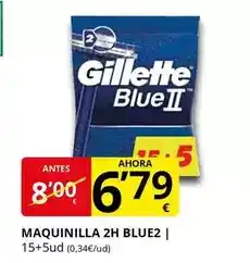 Supermercados MAS Gillette - maquinilla 2h blue2 oferta