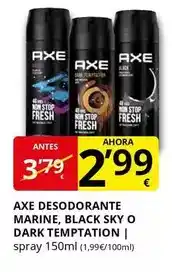 Supermercados MAS Axe - desodorante marine, black sky o dark temptation oferta