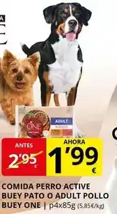 Supermercados MAS One - comida perro active buey pato o adult pollo buey oferta