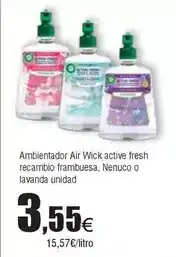FROIZ Air wick - ambientador wick active fresh recambio frambuesa, nenuco o lavanda unidad oferta