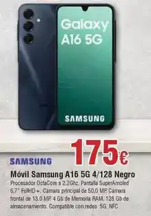 FROIZ Samsung - móvil a16 5g 4/128 negro oferta
