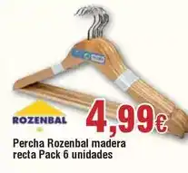 FROIZ Rozenbal - percha madera recta pack 6 unidades oferta