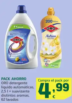 HiperDino ORO detergente líquido automáticas, 2,5+ suavizante distintos aromas, 62 lavados oferta