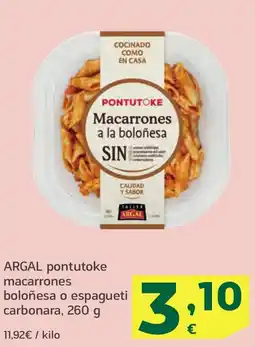 HiperDino ARGAL pontutoke macarrones boloñesa o espagueti carbonara oferta