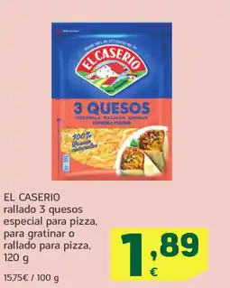 HiperDino EL CASERIO rallado 3 quesos especial para pizza, para gratinar o rallado para pizza, oferta