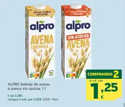 HiperDino ALPRO bebida de avena o avena sin azúcar oferta