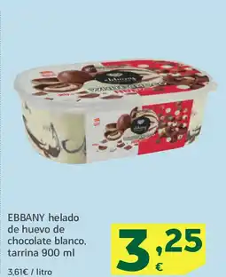 HiperDino EBBANY helado de huevo de chocolate blanco, tarrina oferta