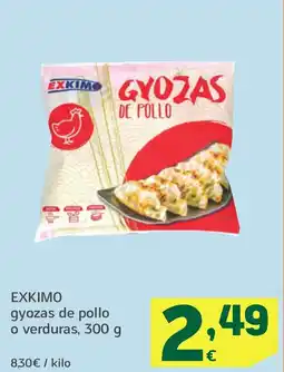 HiperDino EXKIMO gyozas de pollo o verduras oferta