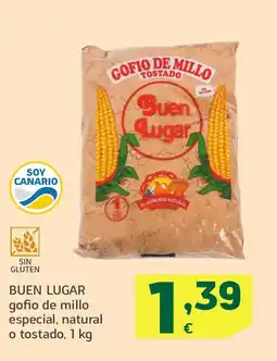 HiperDino BUEN LUGAR gofio de millo especial, natural o tostado oferta