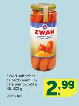 HiperDino ZWAN salchichas de cerdo premium para perrito oferta
