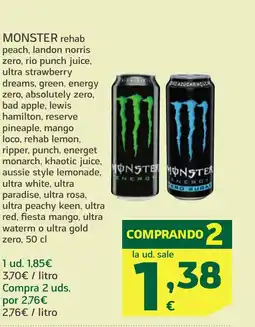 HiperDino MONSTER rehab peach, landon norris zero, rio punch juice, oferta
