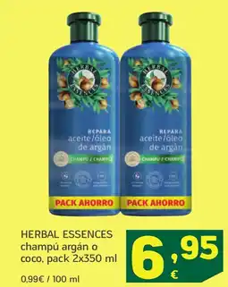 HiperDino HERBAL ESSENCES champú argán o coco oferta