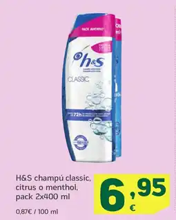 HiperDino H&S champú classic, citrus o menthol oferta