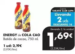 Supermercados Lupa Energy de cola cao - batido de cacao oferta