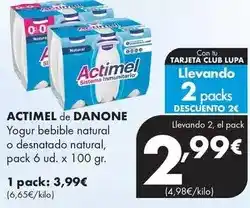 Supermercados Lupa Actimel de danone - yogur bebible natural o desnatado natural oferta