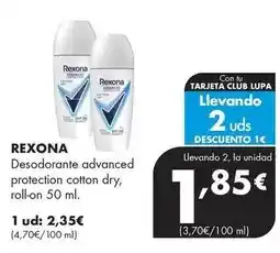 Supermercados Lupa Rexona - desodorante advanced protection cotton dry, roll-on oferta