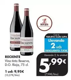 Supermercados Lupa Reciente - vino tinto reserva d.o. rioja oferta