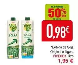 Masymas Vivesoy - bebida de soja original o ligera oferta