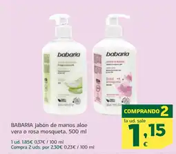 HiperDino BABARIA jabón de manos aloe vera o rosa mosqueta oferta